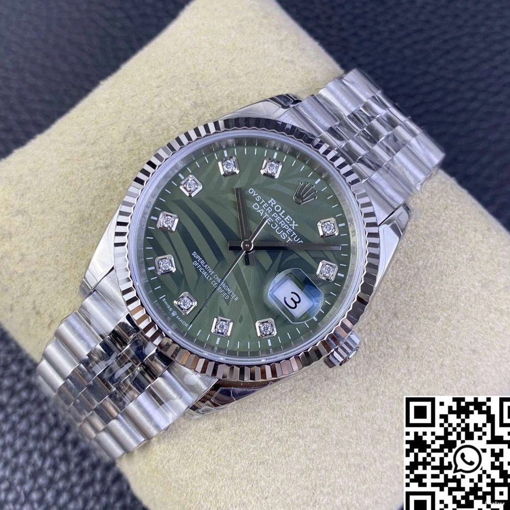 Dial Datejust Stainless Clean Rolex Steel Hourmarker Motif 36MM M126234 Green Factory Diamond 1209
